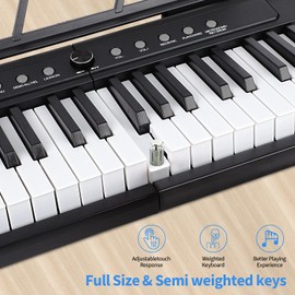 88 Key Digital Piano Electric Keyboard, 88 Key Keyboard Piano for for Beginner, with Power Adapter, Sustain Pedal, Stand, Bluetooth, Carrying Case, Headphones, USB-MIDI, for at Home/Stage