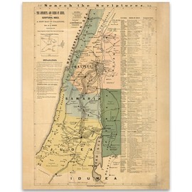 Christ's Journeys and Deeds - 16x20 Unframed Poster Biblical Vintage Map of Palestine - Historical and Geographical Insights for New Testament Scholars, Theologians, History Enthusiasts, and Devotees