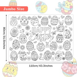 Naozinebi Happy Easter Day Coloring Poster for Kids Giant Coloring Poster Large Easter Egg Coloring Tablecloth Jumbo Coloring Books for Kids Classroom Home Birthday Party Supplies Favor