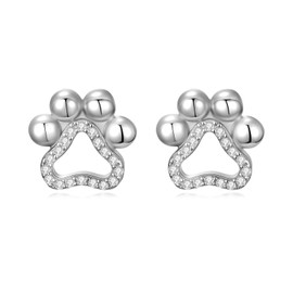 Dorunmo Paw Print Earrings for Women 925 Sterling Silver Cute Paw Stud Earrings Paw Jewelry Cat Dog Paw Print Gifts Birthday Christmas Gifts for Pet Lover
