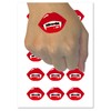 Juicy Red Vampire Lips Teeth Fangs Temporary Tattoo Water Resistant
