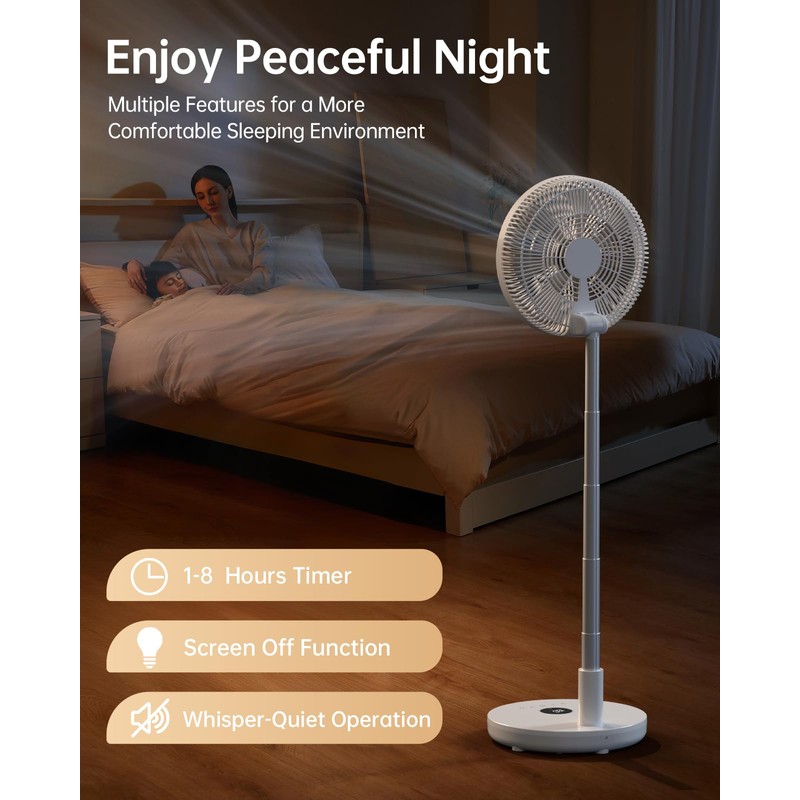 TriPole Oscillating Fan Portable Quiet Standing Fan with Remote, 12"