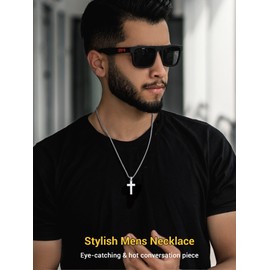 Mens Necklace Cross Necklaces Stainless Steel Necklace Chain Silver Cross Pendant Pendants for Men Chains Christian Jewelry