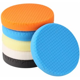 ANCLLO 5Pcs 7 Inch Face Backing Plate Compound Buffing Sponge Pads Cutting Polishing Pad Kit For Car Buffer Polisher Compounding, Polishing and Waxing