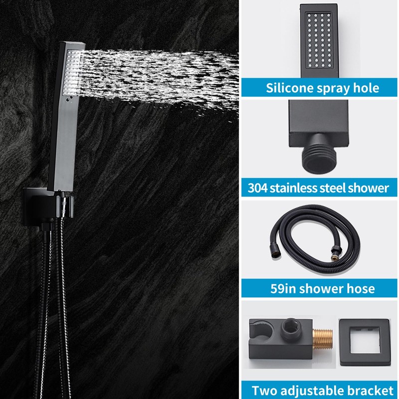 RTTWYYUU Matte Black Shower Faucet Set with Tub Spout 8