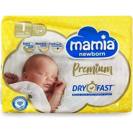 T Aldi Mamia Newborn Nappies, Size 1, (24 Nappies) Dry Fast Technology