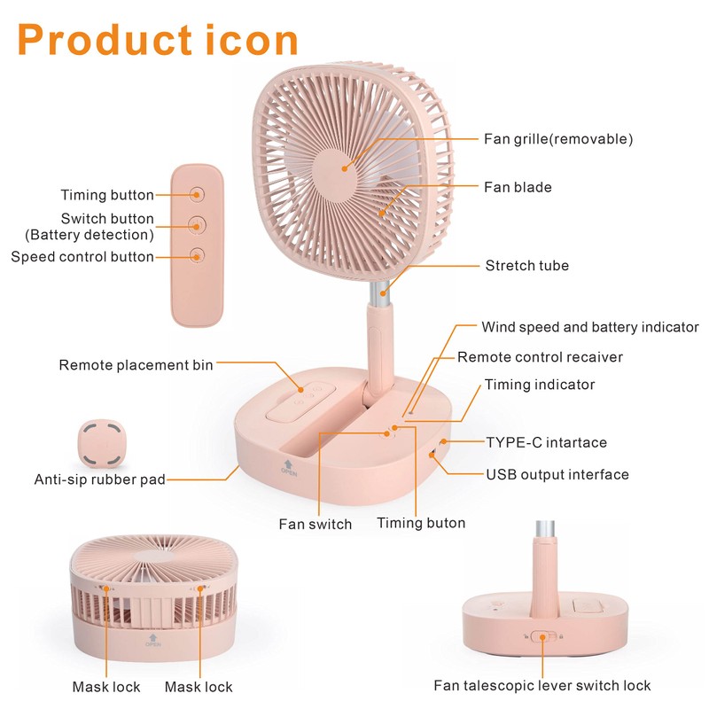 Magesh Portable Pedestal Fan - Foldaway Standing Fan Foldable Desk