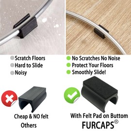 Rectangle U Shaped Chair Leg Tips Caps with Felt Pads,Furniture Feet Protectors Slide Smoothly Glides No Scratches No Noise Protect Hardwood Floors, Fit Diameter 25mm Metal Tubular Legs (Black 8PCS)