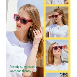FEISEDY Classic Women Sunglasses Fashion Thick Square Sun Glasses Chunky Frame UV400 B2471 (Rose Havana, 50)