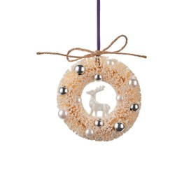Gift Company - Hanging Wreath with Deer, Diameter 10 cm, White