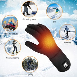 SAVIOR HEAT Heated Gloves, Battery Electric Heated Glove Liners for Men Women Ultra-Thin Hand Warmers Rechargeable Touchscreen Winter Gloves for Outdoor Sports, Black