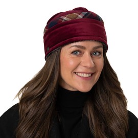 LIERYS Malvea Toque Women's Hat - Elegant Style (54-59 cm) - Wool Hat with Checked Pattern and Decorative Stitching - Winter/Autumn, black, M