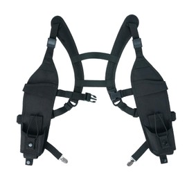 KUNN Radio Harness with Chest Buckle, Double Shoulder Holder for Walkie Talkie, Universal Holster for Police, Black
