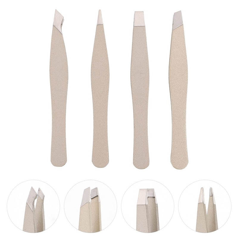 TOVINANNA Practical Beauty Eyebrow Clip 4pcs Stainless Steel Tweezers Ergonomic