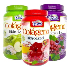 Colágeno Hidrolizado 3 Botes Sabores Surtidos De 1.1 Kg Ypen Sabor Manzana Jamaica Uva