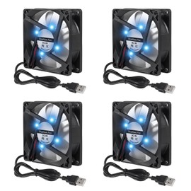 AITRIP 4PCS 80mm 8cm LED Blue Computer Case Cooling Fan 80x80x25mm USB 8025 5V USB Cooling Fan PC Computer CPU Cooling Fan