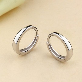Meixao Fashion Jewelry 925 Sterling Silver Smooth Simple Hoop Stud Earrings for Women/Girl (White（16 * 16mm）)