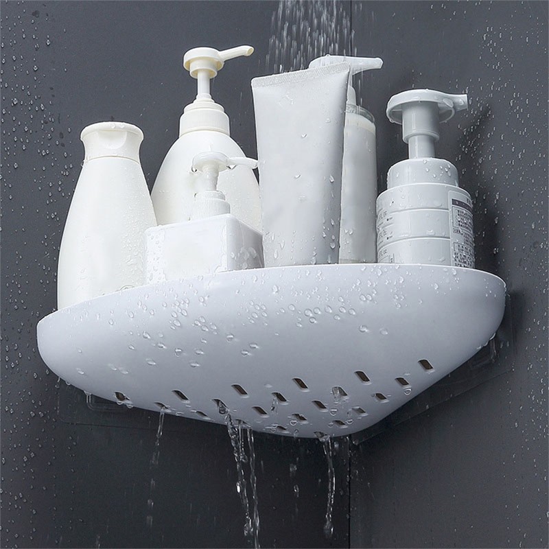Triangle Bathroom Corner Rack Waterproof Ventilated Plastic Wall Mounted Shelf