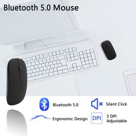 Bluetooth-Maus, Kabellose Bluetooth 5.0-Büro-Maus mit Einstellbarem DPI, Stumm-Maus für OS X/Mi/-Laptop-Tablets