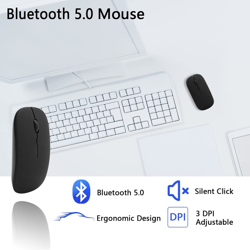 Bluetooth-Maus, Kabellose Bluetooth 5.0-Büro-Maus mit Einstellbarem DPI, Stumm-Maus für OS