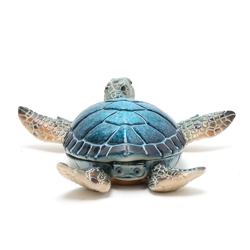 Hodao Sea Turtle Jewelry Keepsake Box Decorations Sculpted Hand-Painted Memorial
