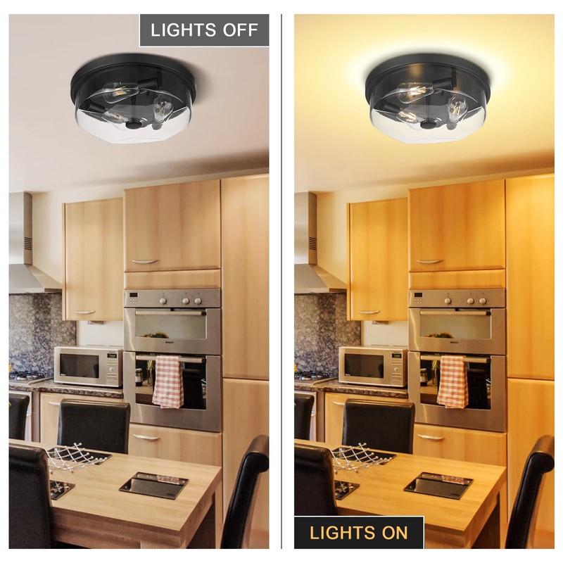 Luminzone Flush Mount Ceiling Light with Clear Glass Shade, 3-Light