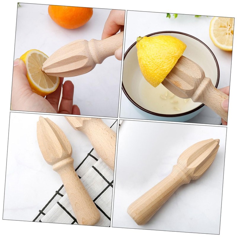 ABOOFAN 3pcs Beech Wood Lemon Juicer Handheld Manual Citrus Reamer