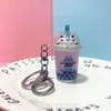 Pink Keychain Milk Tea Cup Key Ring,Cartoon Cat Car Keychain