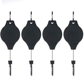 MuchL 4 Pack Plant Pulleys Plant Hook Pulley for Hanging Plants Retractable Plant Hangers Outdoor Heavy Duty for Hanging Baskets Pots and Birds Feeder in Different Height Lower and Raise (Black)