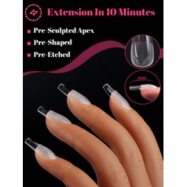 EBANKU Medium Coffin Nail Tips, 450 Pieces, Glamorous Full Cover on Apex Soft Gel Nail Tips, Preformed Press-on Artificial Nail Tips, 15 Sizes