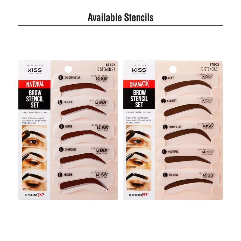 Kiss New York Instant Brow Stamp And Stencil Kit Dark
