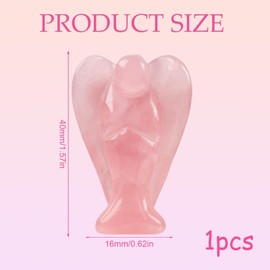 DtgEcd 1 Rose Quartz Guardian Angel, Healing Crystals for Emotional Support and Spiritual Protection, 1.5 Inch Pink Crystal Gift for Women,Christmas Ornaments, Home and Office Decor