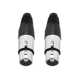 sourcing map 2pcs 4 Pin XLR Female Connector, Microphone Audio Cable Plug Mic Socket Accessories for Mixer, Power Amplifier, Silver-2.72 inch