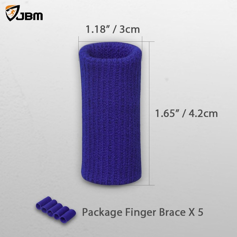 JBM Finger Sleeves 5Pack Sport Finger Brace Protector Compression Sleeve