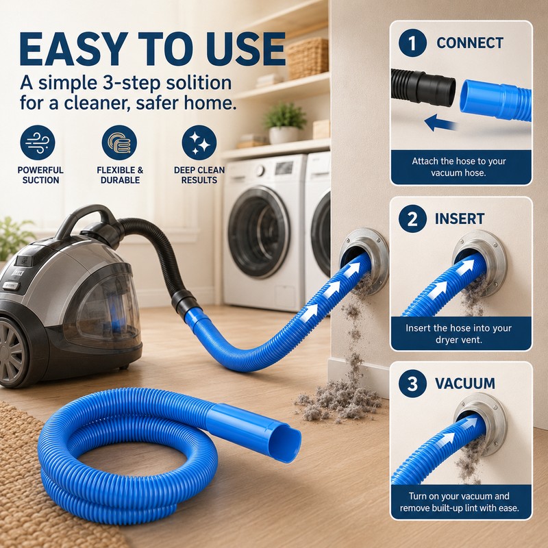 Dryer Vent Cleaner Hose Attachment for Home Maintenance – Flexible