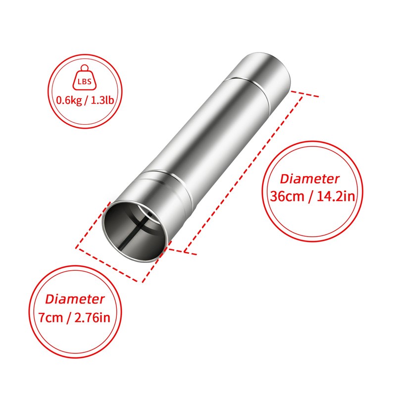 2-Pcs Heavy-Duty Stainless Steel Stove Pipes, 2.75-Inch Diameter, Reinforced Rolled-Edge,