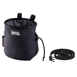 PETZL SAKA Ergonomic Chalk Bag with Belt, Chalk Stripes
