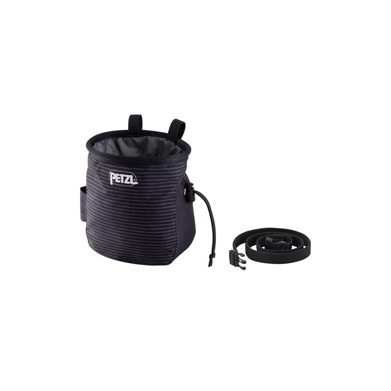 PETZL SAKA Ergonomic Chalk Bag with Belt, Chalk Stripes