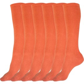juDanzy 3 Pairs of Boys, Girls and Adult Solid Knee High Uniform Socks for School, Soccer, Football, AFO etc., Orange, 4-6 Years