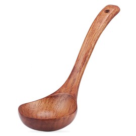 TsunNee Wooden Soup Ladle, Natural Wood Soup Spoon, Porridge Spoon, 27 cm Length