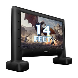 HAPPYGRILL 14FT Inflatable Projector Screen, Inflatable Movie Screen with Air Blower and Carry Bag, Outdoor Blow up Movie Projector Screen with Ground Stakes