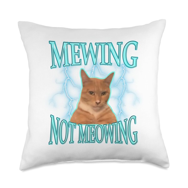 Funny Cat Meme Mewing LooksMax Meowing cat Trend Throw Pillow
