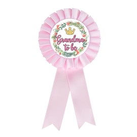INNORU Satin Fabric Grandma to Be Tinplate Badge Pin, New Grandmother Rosette Button Pins, Gender Reveal Party Accessory Brooch Pin, Baby Shower Party Decorations Pink, Pack of 1