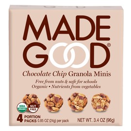 MadeGood Chocolate Chip Granola Minis, 6 Boxes (24 ct, .85 oz); Delicious and Wholesome Bite-Sized Treats Made with Organic and Allergy Friendly Ingredients Perfect for School Snacks and Lunches