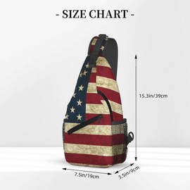 LOSTORCHI American Flag Crossbody Sling Bags for Women Men Vintage USA Flag Retro Striped Design Travel Sling Backpack Casual Chest Shoulder Bag Old Aged Grunge Art Gym Sports Hiking Daypack