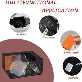 ZANTESR Rectangular Leather RFID Blocking Storage Box, Black, 11.5x9x6.3 cm, 5 [NO] Capacity, Lift-Off Lid, 1 Count