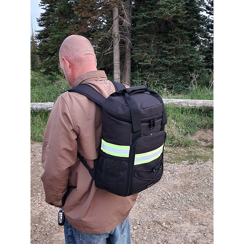 Fully Involved Stitching Firefighter Backpack Cooler (Black)