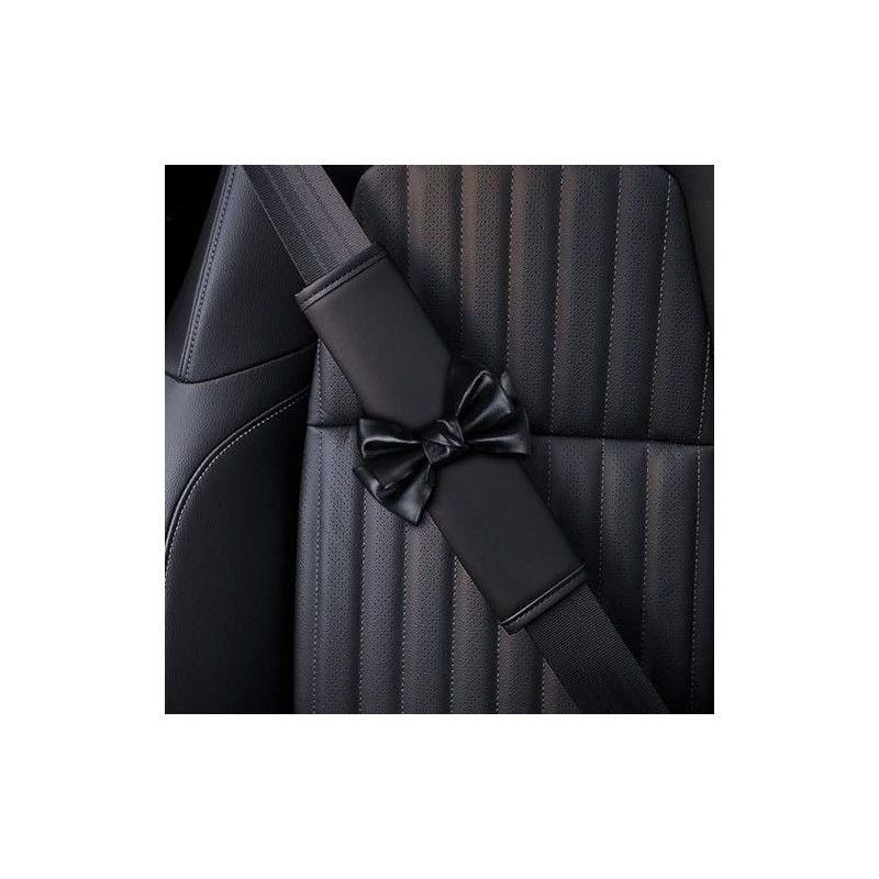 Dotesy 2PCS Cute Bow Leather Car Seat Belt Cover Pads,