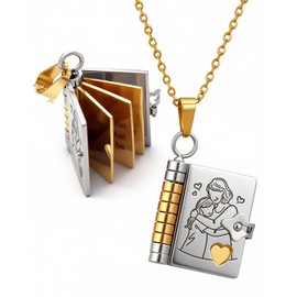 Gaahkai Chapter Book Necklace for Granddaughter, The Most Beautiful Adjustable Treasured Gift from Grandma (Silver Gold)