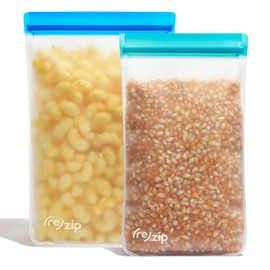 rezip 2-Piece Snack and Chips Reusable Pantry Bags | | BPA-Free, Food Grade, Leakproof, Freezer and Dishwasher Safe | (1) 6-Cup / 48-Ounce, (1) 8-Cup / 64-Ounce | Aqua & Cobalt